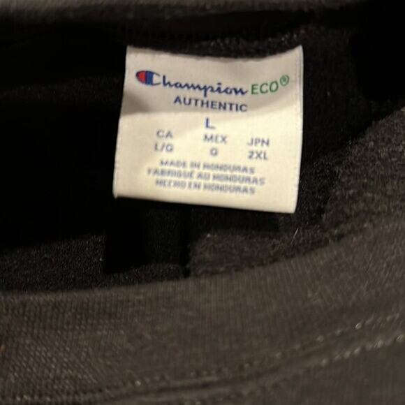 Champion Sweatshirt Womens Large Black Crew Neck Pull Over Motivated Boxy - Picture 9 of 11